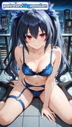 1girls 2026 ai_assisted ai_generated anime black_hair black_legwear boobs breasts building bust choujigen_game_neptune city city_lights cityscape hi_res high_quality high_resolution highres hyperdimension_neptunia kneehighs long_hair neptune_(series) neptunia_(series) night noire noire_(neptunia) patreon patreon_username red_eyes skypassion smile stable_diffusion tits twintails underwear watermark
