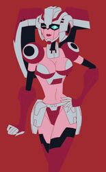 1girls 2d 2d_(artwork) arcee arcee_(tfa) big_breasts female female_only lowres mindsedge pink_body pose posing robot robot_girl slim_waist solo tagme transformers transformers_animated wink winking winking_at_viewer