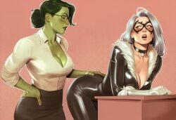 2girls ai_generated ass ass_focus big_ass big_breasts big_thighs bisexual bisexual_female black_cat_(marvel) breasts curvaceous curvy curvy_figure digital_media_(artwork) felicia_hardy female female_only giantess green-skinned_female green_body green_hair green_skin hips hourglass_figure huge_ass huge_breasts huge_thighs hulk_(series) jennifer_walters large_ass large_breasts large_female large_thighs legs light-skinned_female light_skin macro macro_female marvel marvel_comics mature mature_female mini_giantess phophopho she-hulk slim_waist spider-man_(series) tall tall_female thick thick_hips thick_legs thick_thighs thighs voluptuous waist white_hair wide_hips wide_thighs yuri