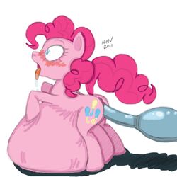 belly_between_legs equine female friendship_is_magic horse horsepussy inflation insertion my_little_pony penetration pink_hair pinkie_pie_(mlp) pony solo straight_hair stuffing surprised tubes