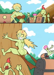 1girls ass bluebirdoasis breasts embarrassed female mimic_chest nude sandra_(bluebirdoasis) tagme