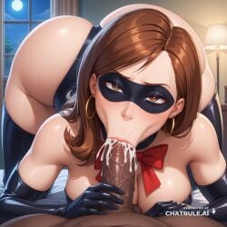 1girl 4k 8k absurd_res african_male aged_down ai_assisted ai_generated all_the_way_to_the_base arrogant beautiful beautiful_eyes beautiful_face big_ass black_choker blacked brat bratty breath brown_eyes brown_hair bubble_butt choker cleavage coy cum_dump cum_dumpster cum_filled cum_in_mouth cum_overflow cum_splatter cum_string curvy dark dark_skin_male deepthroat detailed_background detailed_eyes detailed_face dim_lighting elbow_gloves helen_parr source_anime the_incredibles
