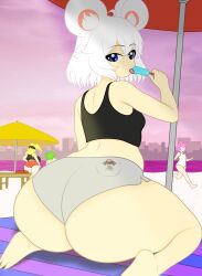 1girl 2d 2d_(artwork) 3_toes ass ass_bigger_than_body ass_bigger_than_breasts ass_bigger_than_head ass_bigger_than_torso ass_focus back back_view background_character background_characters big_ass big_ass_(female) blue_eyes breasts bubble_ass bubble_ass_(female) bubble_butt bubble_butt_(female) dat_ass dat_butt fat_ass feet female foot gigantic_ass huge_ass hyper_ass large_ass looking_at_viewer looking_back looking_back_at_viewer looking_behind massive_ass oc original original_character oversized_ass oversized_butt phat_ass plapbait popsicle popsicle_in_mouth popsicle_melting sh4rkzynn simple_coloring small_breasts small_breasts_big_ass sole_female soles solo_female thick_ass thick_female thick_thighs thighs tiny_breasts white_hair