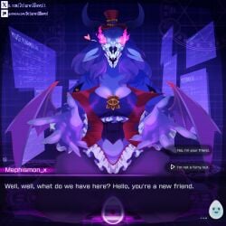 1girls dclaret demon_girl demon_horns digimon goat_demon humor mephistomon monster_girl solo solo_female tagme visual_novel