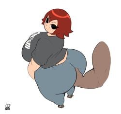 2026 ass ass_focus ass_grab back_view dark-skinned_male dirk_dinkster emotionless huge_ass kim_pine looking_back scott_pilgrim secretly_loves_it squeezing_butt standing viewed_from_above
