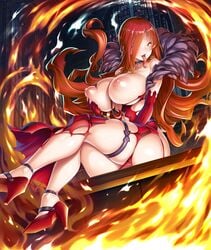 areolae ass astaroth_(taimanin_asagi) bare_shoulders breast_grab breasts cleavage curvy demon_girl dress female fingering fire huge_ass huge_breasts lilith-soft long_hair looking_at_viewer magic milf moaning naughty_face nipples no_bra official_art piercing potion_(moudamepo) puffy_nipples red_hair shiny shiny_skin sideboob sitting smile solo taimanin_(series) taimanin_asagi taimanin_asagi_battle_arena thick_thighs thighs tongue tongue_out yellow_eyes