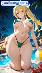 1girls 2026 ai_assisted ai_generated anime beach bikini blonde_hair boobs branch breasts bust elf green_bikini green_eyes hi_res high_quality high_resolution highres leaf leafa leafa_(sao) long_hair navel patreon patreon_username pointy_ears pool sky skypassion stable_diffusion swimsuit sword_art_online sword_art_online:_alicization tanzaku tits water watermark