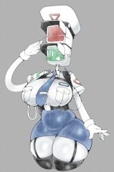 acrobel animate_inanimate big_breasts blush breasts cap eyes_closed female garter_straps humanoid multi_head slightly_chubby solo star_(symbol) thick_thighs traffic_light wide_hips wink