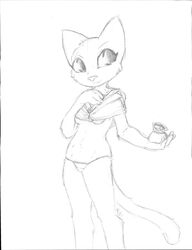 anthro buttercup_saiyan feline fur furry gold katia_managan khajiit prequel sketch stripper the_elder_scrolls thong topless video_games