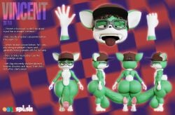 anthro ass balls baseball_cap big_balls big_butt big_penis checkered checkered_background clothing eyewear fangs gaia genitals glasses hat headgear headwear heterochromia hi_res huge_balls huge_butt huge_cock hyper hyper_balls hyper_genitalia hyper_penis male mammal mostly_nude onyxsplash pattern_background penis simple_background solo stated_age teeth thick_thighs tongue tongue_out vincent_(onyxsplash)