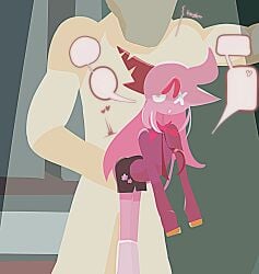 1boy 1boy1girl 1girls artgirlz ass carrying carrying_partner clothed_female comic comic_panel highres ibispaint_(artwork) ibispaintx jacket naked_male oc penetration pink_body pink_eyes pink_hair plap sex size_difference someone_else's_oc speaking stickman taller_male tiktok