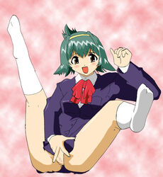 brown_eyes green_hair inko_no_tsubasa masturbation short_hair tenshi_no_shippo