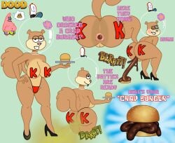 1boy 1girls anal_gape anthro anus ass breasts brown_fur brown_hair buckteeth defecaring dood_(artist) echinoderm employee_uniform fart fart_cloud farting farts feces female flatulance furry furry_female furry_male furry_only gassy gassy_female groin hamburger hat heels high_heels huge_ass large_breasts legsblush male mammal marine nickelodeon patrick_star perineum pussy sandy_cheeks scat shit spongebob_squarepants squirrel starfish tail thong thong_only turd vagina young young_female