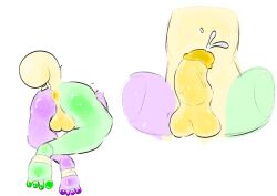 asshole balloon_animal bandages cum dandy's_world dandys_world dick feet looey_(dandy's_world) male male_only pawpads penis practice shiny sketch_page