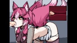 1080p 1girls 2d animal_ears animated balls blush blush_lines commission credits cum cum_in_mouth cum_in_throat cum_inside cumshot cumshot_in_mouth deepthroat face_fucking female fishnet_legwear fox_ears fox_humanoid fox_tail funk_dangerfield heart heart-shaped_pupils internal_view irrumatio longer_than_30_seconds loop looping_animation male midriff on_fours oral oral_creampie oral_sex original_character penis penis_in_mouth penis_in_throat penis_vein pixel_animation pixel_art saliva shorter_than_one_minute sound_effects tagme tail throat_fuck thrusting thrusting_into_mouth video