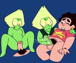 blush_lines bottomless chimeracocks confused_look foreskin handjob male nude null partially_clothed penis peridot_(steven_universe) rubbing_crotch spread_legs steven_quartz_universe steven_universe uncircumcised