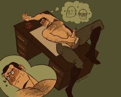 arm_hair armpit_hair balls best_friends big_breasts blush boots busty busty_male cheating cheating_boyfriend cheating_gay_boyfriend cheating_gay_husband cheating_husband chest_hair curvy curvy_male desk doctor engineer_(team_fortress_2) erection fantasizing gay gay_male glasses gynecomastia heart heavy_(team_fortress_2) imminent_cheating jerking_off large_breasts leg_hair lying_on_back male masturbation medic_(team_fortress_2) medical_condition motherly motherly_figure motherly_male older_male on_table open_fly pants_down penis precum precum_drip rare_condition sensitive sensitive_breasts sensitive_male sensitive_nipples sensitive_penis shirtless sweat team_fortress_2 thinking_about_another yaoi zlausplusgros
