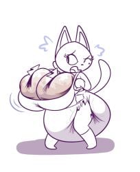 2021 animal_crossing anthro diaper diaper_boobs diaper_fetish diaper_under_clothing dummydoodles feline hyper hyper_diaper hyper_feces hyper_scat hypermess messy_diaper nintendo olivia_(animal_crossing) shslsadcat tagme used_diaper