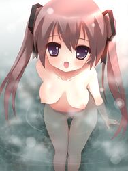 breasts copyright_request highres huge_eyes kuronekogata nipples nude pointy_chin smile water