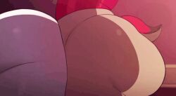 accurate_art_style alastor_(hazbin_hotel) animated ass big_ass big_butt big_butt_(female) big_butt_(male) blackwhiplash bubble_butt charlie_morningstar charlie_morningstar_(hazbin_hotel) dialogue fat_ass fat_butt femboy femboy_on_female gif hazbin_hotel huge_ass huge_butt male/female penetration pull_out pulling_out sex tugging