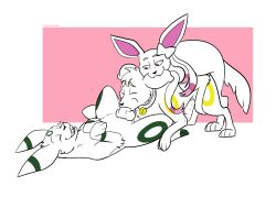 anal anal_sex animal_genitalia animal_penis antoszowa bite canine_genitalia canine_penis collar eeveelution fellatio feral feral_on_feral feral_penetrated feral_penetrating feral_penetrating_feral generation_2_pokemon generation_6_pokemon genitals group group_sex knot male male/male nintendo on_ground oral penetration penile penis pokemon pokemon_(species) sex smile spread_legs spreading sylveon threesome trio umbreon