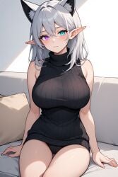 vtubersfan white_hair heterochromia blue_eyes purple_eyes attractive attractive_female attractive_body big_breasts busty curvy cute female female_only gigantic_breasts hot huge_breasts massive_breasts pijama pijamas seductive sexy sexy_body sexy_female thick ai_generated viciosaaattv vtuber