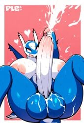 ai_generated cum cumshot ejaculation excessive_cum futanari huge_breasts huge_butt hyper_balls hyper_penis intersex latios masturbation pokemon pokemon_(species) sibal123 spread_legs thick_thighs