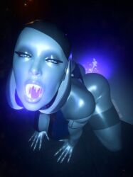 1girls 3d after_sex ass big_ass crackedorb cum cum_in_mouth edi female glowing_cum leaking_cum mass_effect open_mouth robot robot_girl solo