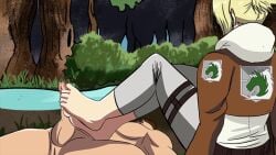 annie_leonhardt attack_on_titan cum_on_feet eren_jaeger footjob sam24 tagme video