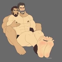 balls bara blush bound feet fire_emblem foot_fetish garcia_(fire_emblem) gay gilliam_(fire_emblem) male male_only muscles muscular nintendo penis revealyoursins