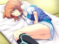 blush brown_hair censored game_cg green_eyes inakoi masturbation midou_chihiro pussy short_hair tenmaso vibrator