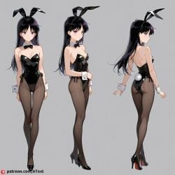 ai_generated angry bunnysuit hino_rei leg_raise model_sheet small_breasts