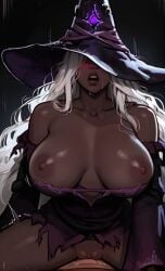 ai_generated big_breasts big_breasts bimbo bimbo_body bimbo_lips black_lipstick black_makeup black_skin breasts cowgirl_position dark-skinned_female dark_body dark_makeup dark_skin elden_ring elden_ring_nightreign enormous_breasts fucked_hard goth goth_girl goth_makeup gothic gothic_girl hidden_eyes lips lipstick makeup massive_breasts mature_female mature_woman milf open_mouth orgasm orgasm_face recluse_(elden_ring) recluse_(nightreign) riding scream screaming screaming_in_pleasure seductive seductive_eyes seductive_mouth stable_diffusion white white_hair whotlol witch witch_costume witch_hat