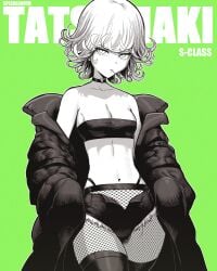 1girls bare_shoulders clothed clothing color english_text female female_focus female_only hi_res light-skinned_female light_skin looking_at_viewer one-punch_man short_hair small_breasts solo solo_female speedl00ver superheroine tagme tatsumaki text thick_thighs