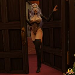 1girls 3d big_breasts blizzard_entertainment blood_elf female light-skinned_female light_skin lynthia mr_sunwhisper original_character see-through see-through_clothing thick_thighs thighhighs voluptuous voluptuous_female warcraft white_hair wide_hips world_of_warcraft