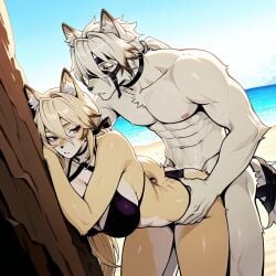 ai_generated beach bikini civitai doggy_style doggy_style hoyoverse male/female pulchra_(zenless_zone_zero) pulchra_fellini romantic_sex sex swimsuit tagme von_lycaon zenless_zone_zero