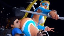 2girls 3d ass ass_in_face big_ass capcom chun-li crackedorb female female_only femdom femsub rainbow_mika stinkface street_fighter