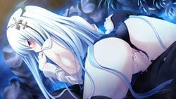 ass blush breasts censored game_cg gray_hair long_hair makita_maki nipples panties penis pussy sex shinigami_no_testament underwear vivi_alhazerd wet