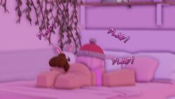 1girls 3d ariel_(vickyrr34) bedroom black_penis disembodied_penis interracial pink_hair plap_(sound) roblox robloxian self_upload tagme vickyrr34