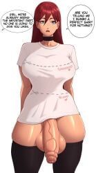 1futa dialogue flaccid futa_only futanari huge_cock human solo solo_futa text tight_clothing vicsenpai voluptuous