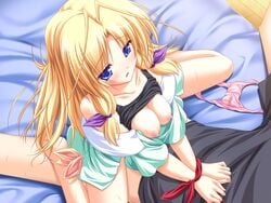 blonde_hair blue_eyes blush bondage game_cg inakoi kamishiro_mutsuki long_hair panties sex tenmaso underwear wet