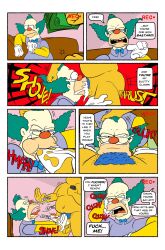 accurate_art_style accurate_body_type blowjob blowjob_pov bobbyjiggly bowtie clown clown_makeup clown_nose comic comic_page crying dialogue disgusted english_text faceless_male homosexual insulting_partner krusty_the_clown male male_pubic_hair pov_crotch questionable_consent semen semen_in_mouth sex talking the_simpsons toony white_gloves yaoi
