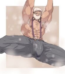 armpit armpit_hair armpits arms_up balls bara beard big_balls big_bulge big_penis bulge drayden facial_hair flaccid male male_only muscles muscular musk nintendo penis pokemon rooyu_0 saturn297 solo solo_male sweat sweating