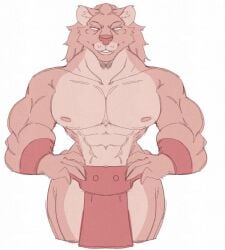 anthro bimbophi furry lion lion_tail loincloth male male_focus male_only muscular_male transformation transformation_sequence