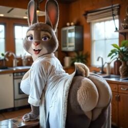 ai_generated animated anthro ass bathrobe big_butt bonnie_hopps bubble_butt clothing disney female furry huge_butt lagomorph leporid mammal rabbit rabbit_ears robe shaking_butt slightly_chubby solo tagme tongue tongue_out video video vlrgromns zootopia