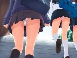 3girls ass backpack cg clothing multiple_girls nonohara_miki panties randoseru school_uniform skirt upskirt