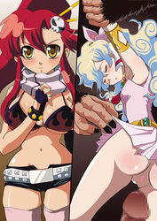 ass blush breasts censored large_breasts long_hair nia_teppelin red_hair tengen_toppa_gurren_lagann yellow_eyes yoko_littner