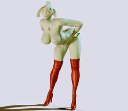 3d alien alien_girl bending_forward bending_over big_breasts boots boots_only breasts exposed_breasts female high_heel_boots high_heels leaning_forward mother_of_ultra naked_boots naked_footwear nipples nude shoes_only solo solo_female thigh_boots thighhigh_boots thighhighs ultraman_(franchise) umk white_skin