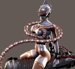 3d alien alien_girl bondage bound bound_wrists breast_grab erect_nipples heroineism hourglass_figure mechanical_tentacles mother_of_ultra restrained restraints robotic_tentacles sex_machine sex_toy solo solo_female thighhighs tongue_out ultraman_(franchise) umk vaginal_stimulation