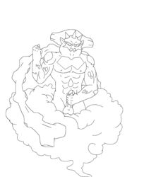 anthro front_view landorus male male_only monochrome pokemon pokemon_bw solo